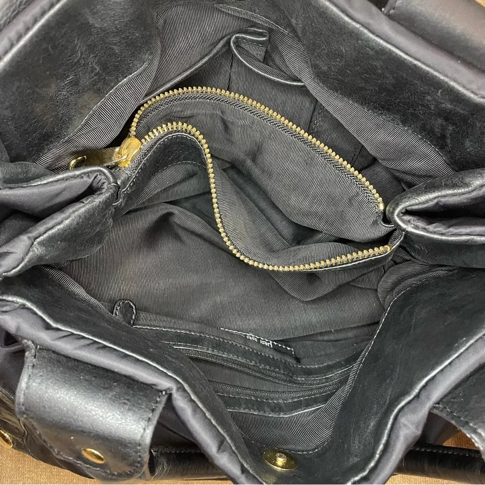 Per Se By Carlisle Black Nylon Leather Purse With Gold Accents Shoulder Bag - Picture 12 of 15